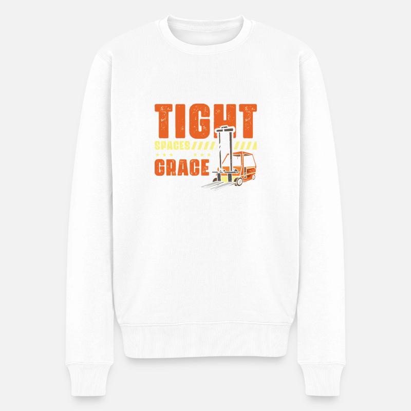 Staplerfahrer Englisch Spruch Stapler - Männer Premium Bio Pullover - Weiß