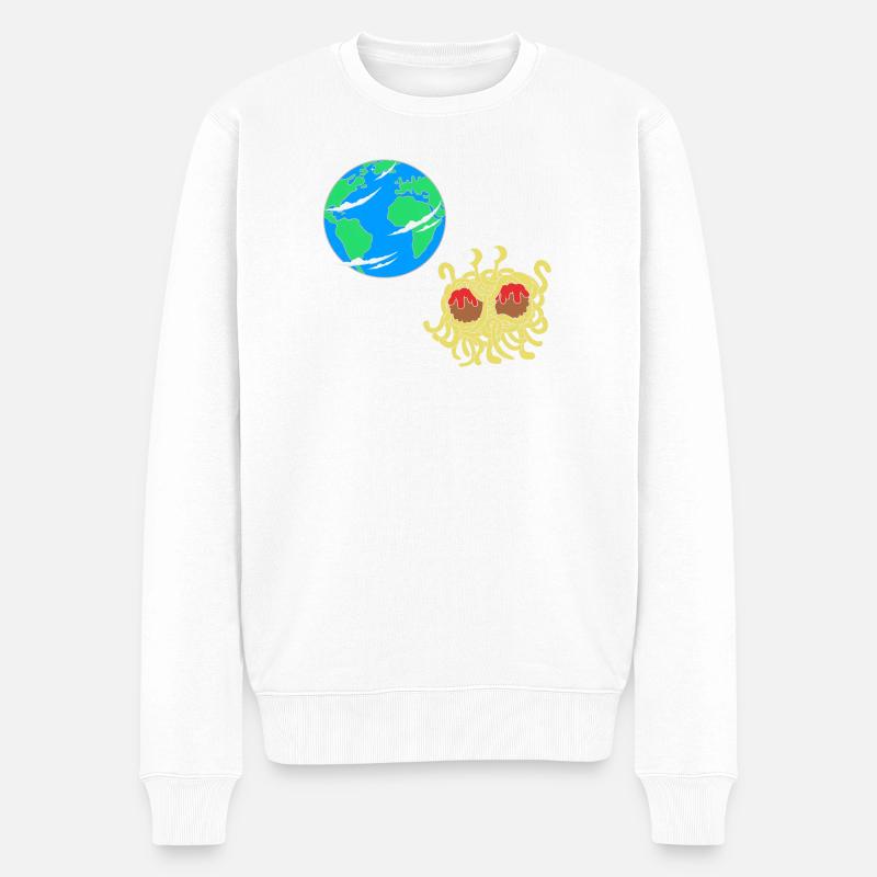 Monstre Spaghetti Volant FSM Pastafari Athée - Pull Premium bio Homme - blanc