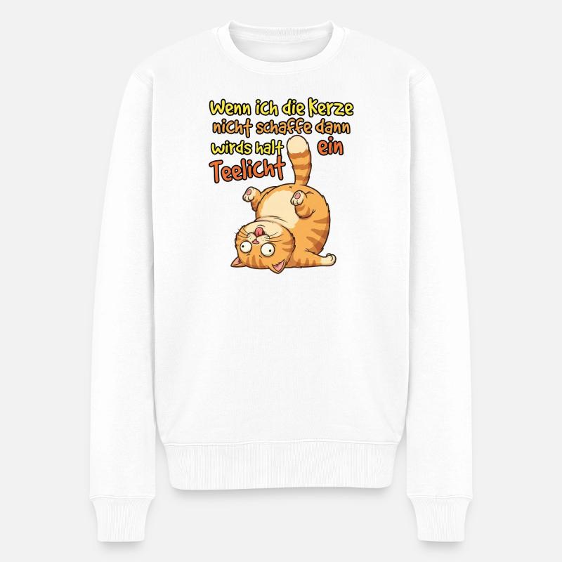 Chat de Yoga Comique - Pull Premium bio Homme - blanc