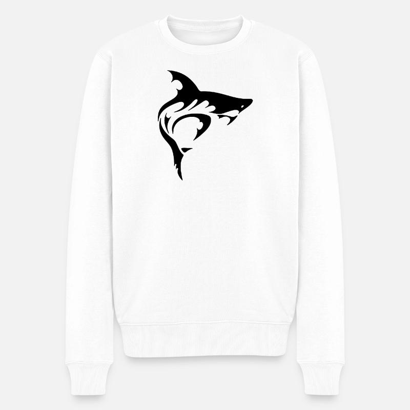 SHARK - Männer Premium Bio Pullover - Weiß