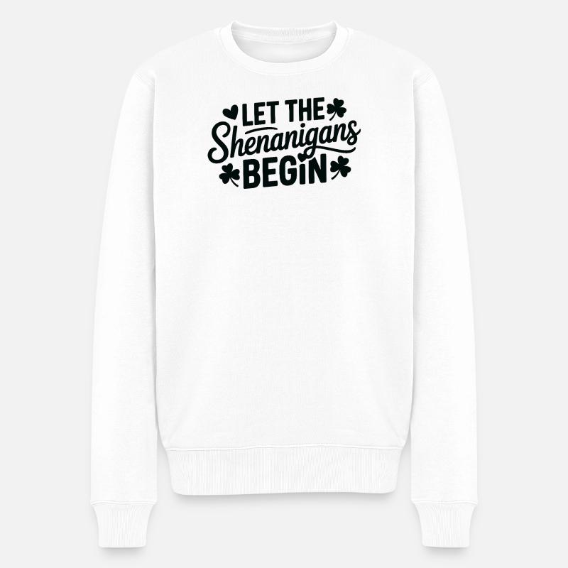 Spielereien beginnen das Shamrock-Drehbuch - Männer Premium Bio Pullover - Weiß