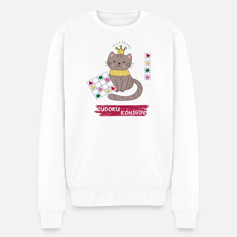 Sudoku Königin  - Männer Premium Bio Pullover - Weiß