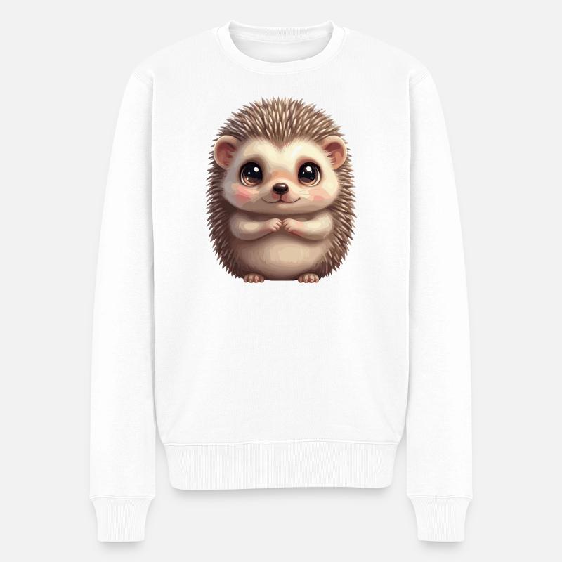 Kuscheliger Igel Cartoon - Männer Premium Bio Pullover - Weiß