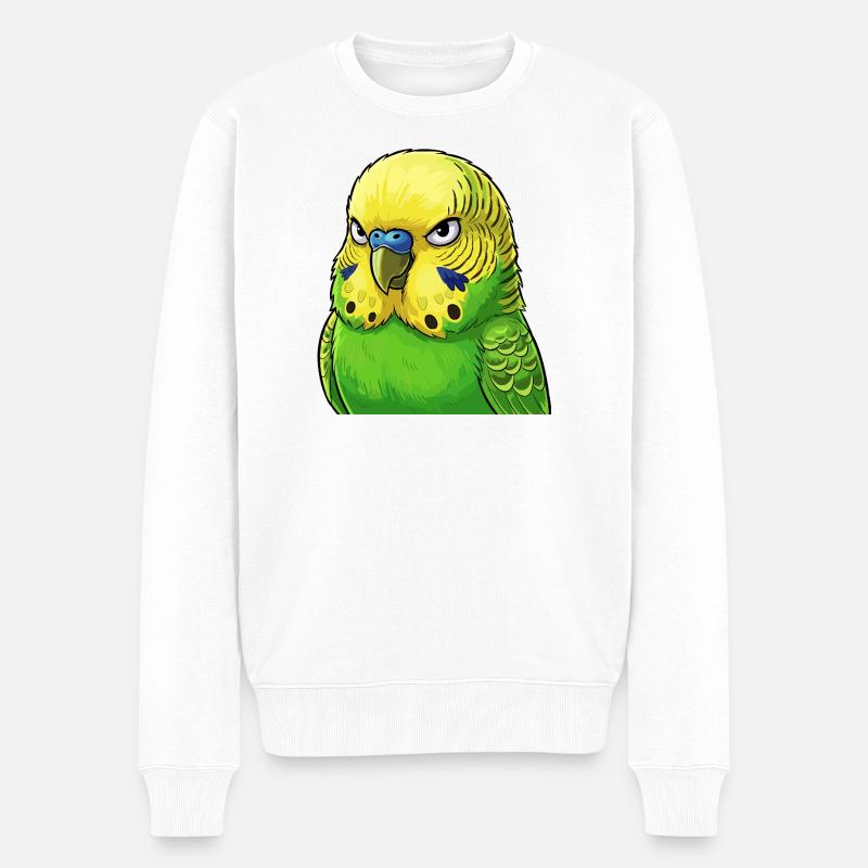 Vibrante Wellensittich Grün Gelb - Männer Premium Bio Pullover - Weiß