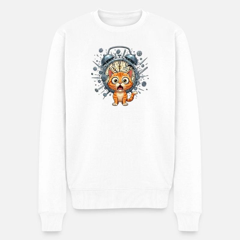 Chat steampunk devant Clockwork - Pull Premium bio Homme - blanc