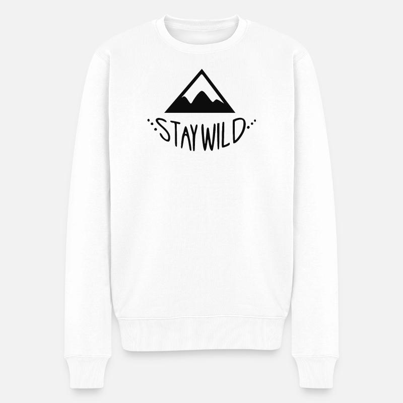 Stay Wild Berglandschaft - Männer Premium Bio Pullover - Weiß