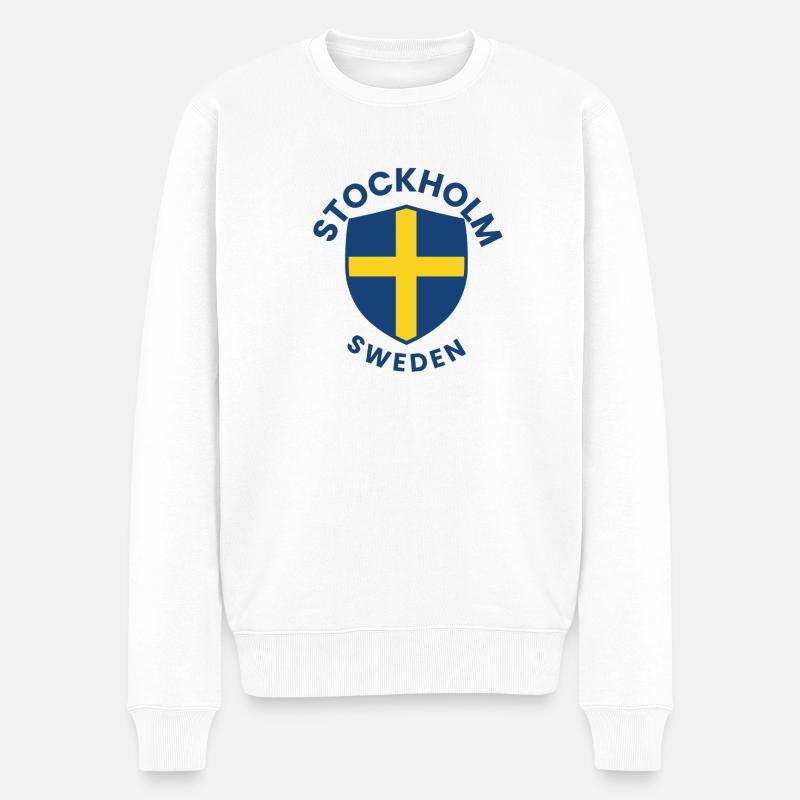 Stockholms Schildkreuz - Männer Premium Bio Pullover - Weiß