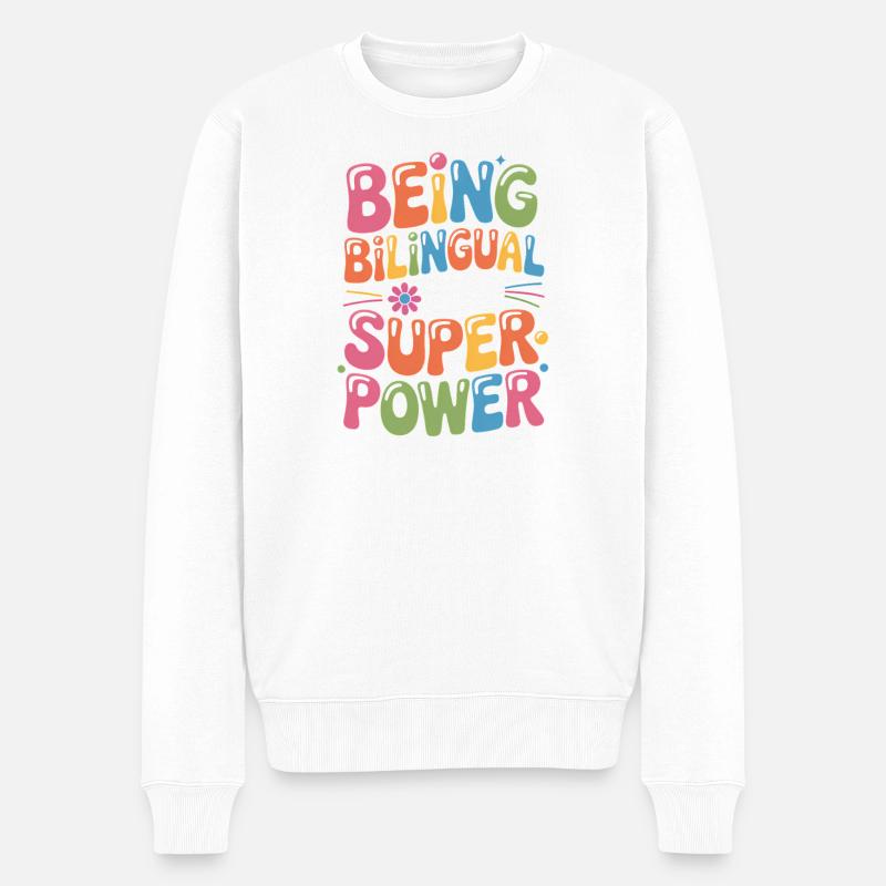 Fremdsprache Sprüche Lustige Fremdsprache Geschenk - Männer Premium Bio Pullover - Weiß