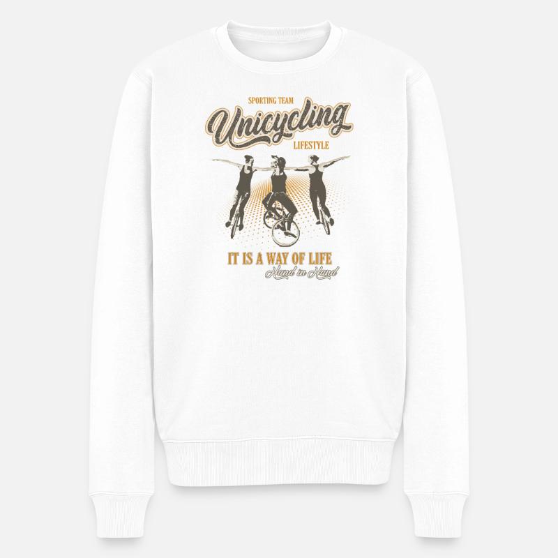 Einrad | Unicycling Freestyle Downhill - Männer Premium Bio Pullover - Weiß