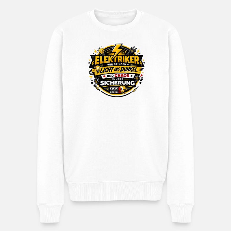 Elektriker Lichtchaos Spruch - Männer Premium Bio Pullover - Weiß