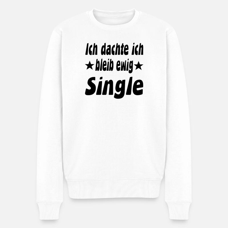 Single - Männer Premium Bio Pullover - Weiß