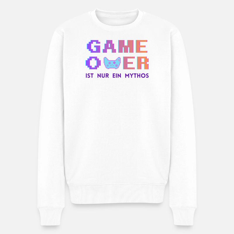 Game Over Mythos Pixel Gradient - Männer Premium Bio Pullover - Weiß