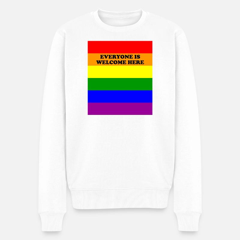 Inklusive Rainbow Pride Banner LGBT Jeder ist wir - Männer Premium Bio Pullover - Weiß