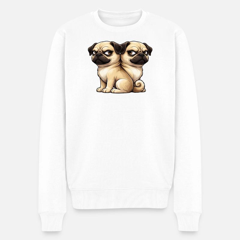 Süßer Mops Cartoon Freunde Freundschaft Zwillinge - Männer Premium Bio Pullover - Weiß