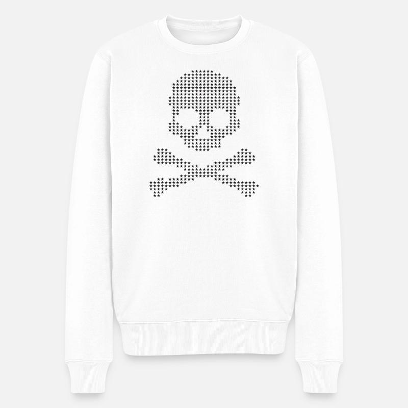 Sternenschädel und gekreuzte Knochen - Männer Premium Bio Pullover - Weiß