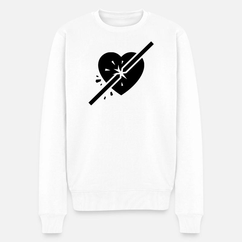 Cœur brisé Coupure fissurée - Pull Premium bio Homme - blanc