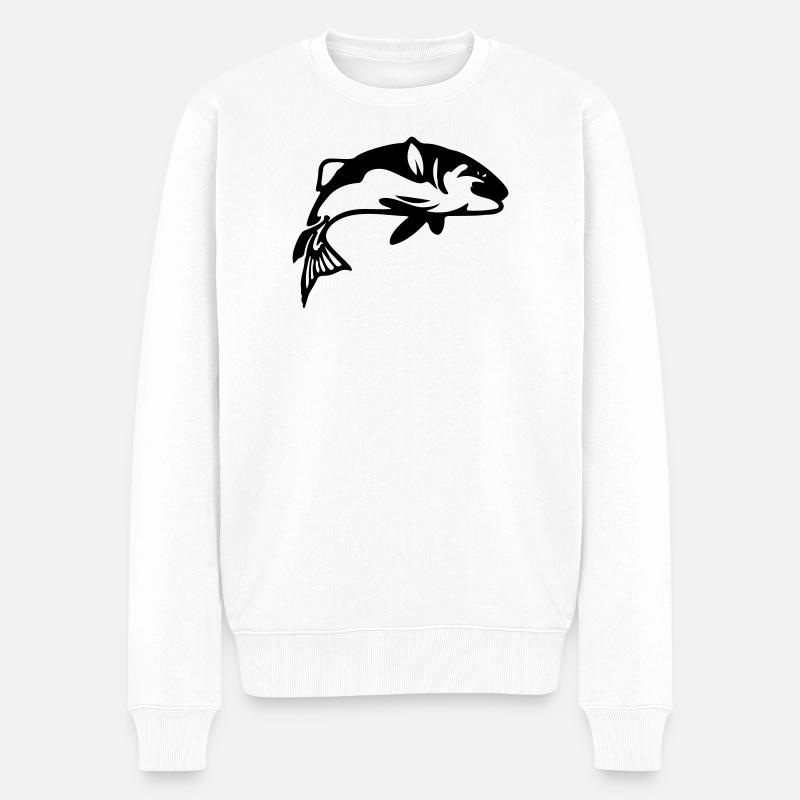 Fisch Angeln Angler Fischen - Männer Premium Bio Pullover - Weiß