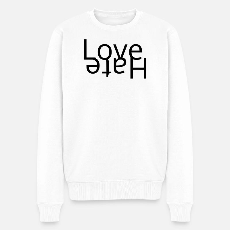 Liebe – Hass - Männer Premium Bio Pullover - Weiß