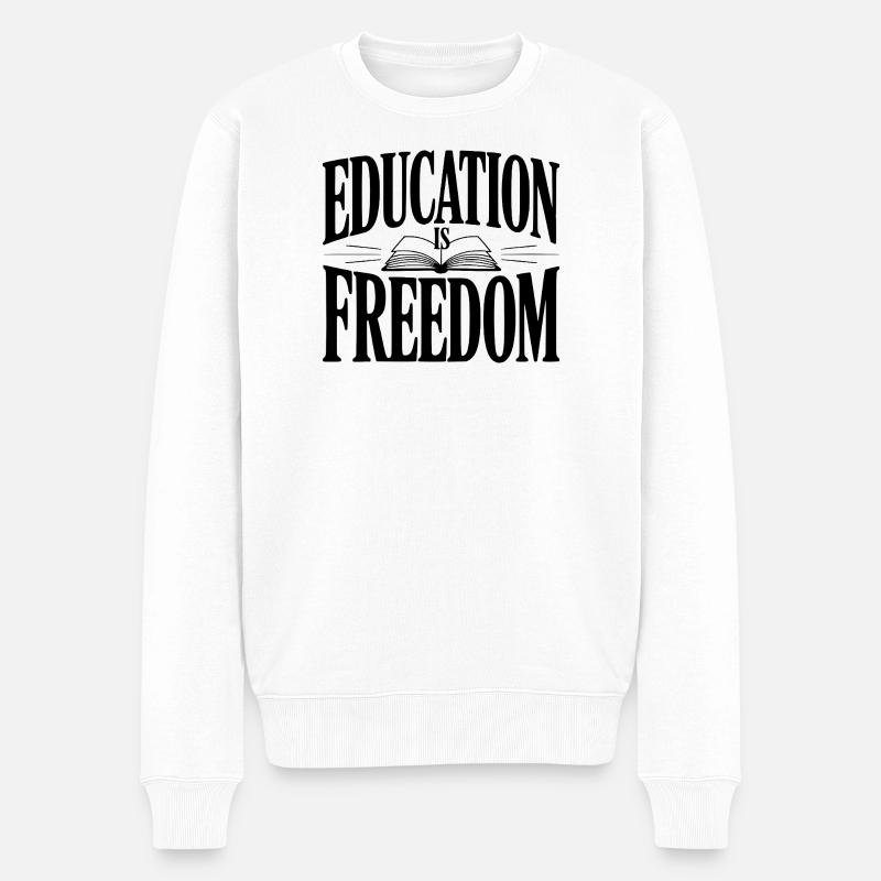 Bildung ist Freiheit - Männer Premium Bio Pullover - Weiß