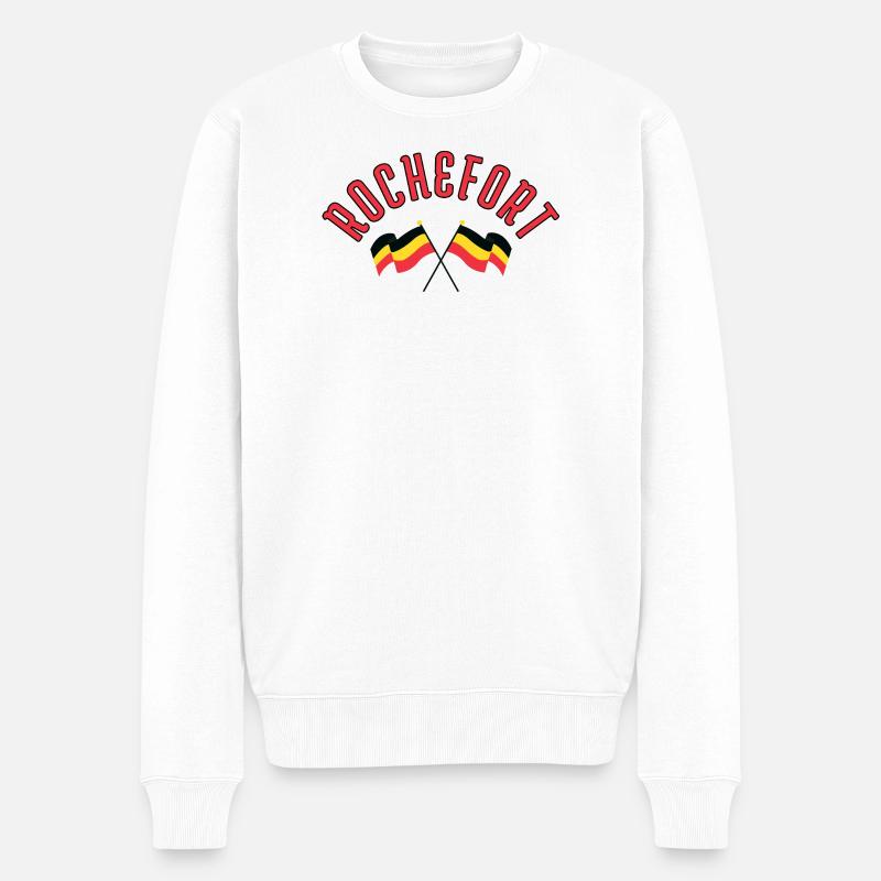Rochefort Belgien-Flaggen - Männer Premium Bio Pullover - Weiß