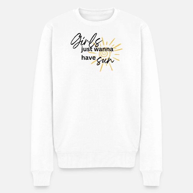 Girls Sun Sonne Spruch - Männer Premium Bio Pullover - Weiß