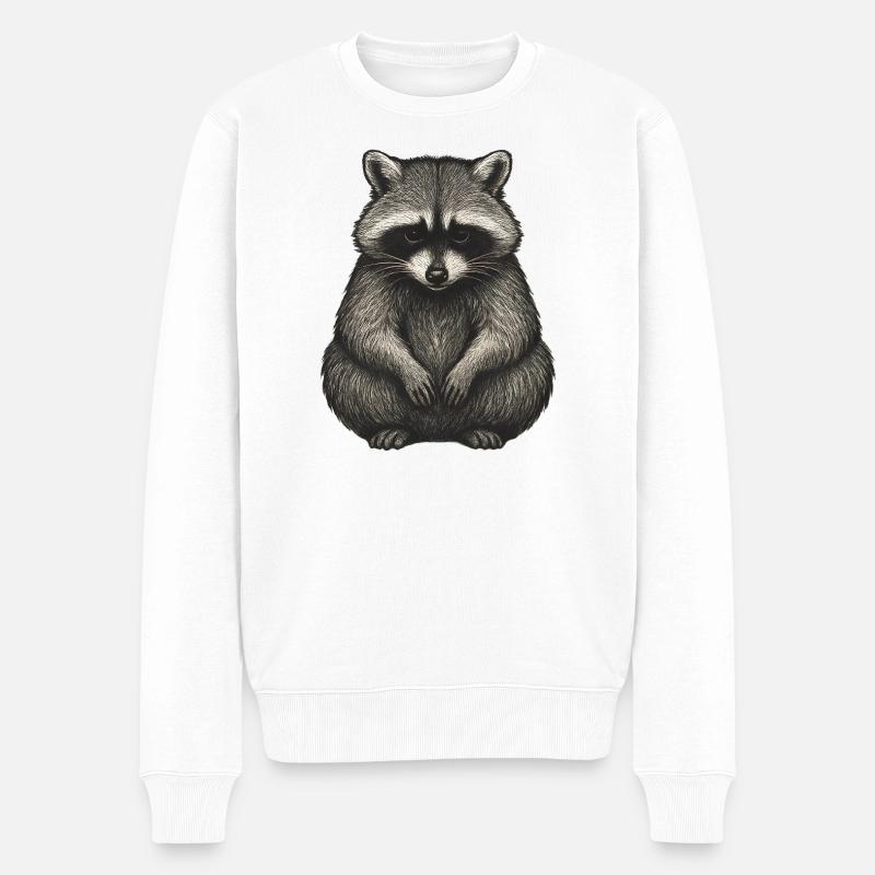Schatten Waschbär Illustration - Männer Premium Bio Pullover - Weiß