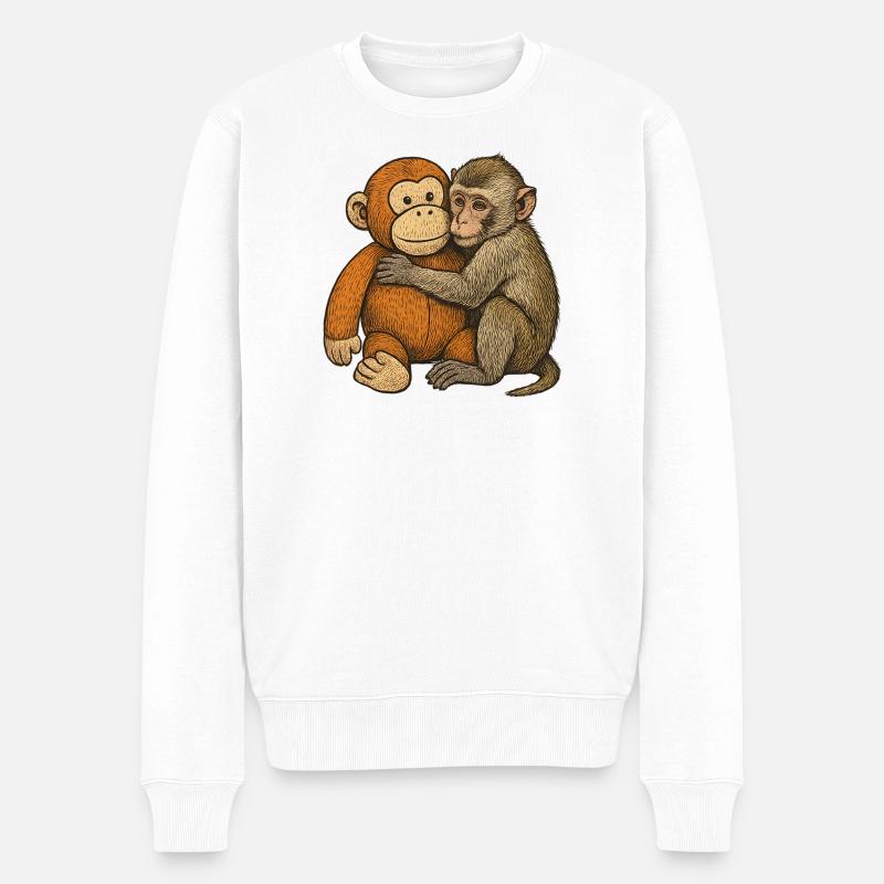 A embrassé l’amitié des singes - Pull Premium bio Homme - blanc