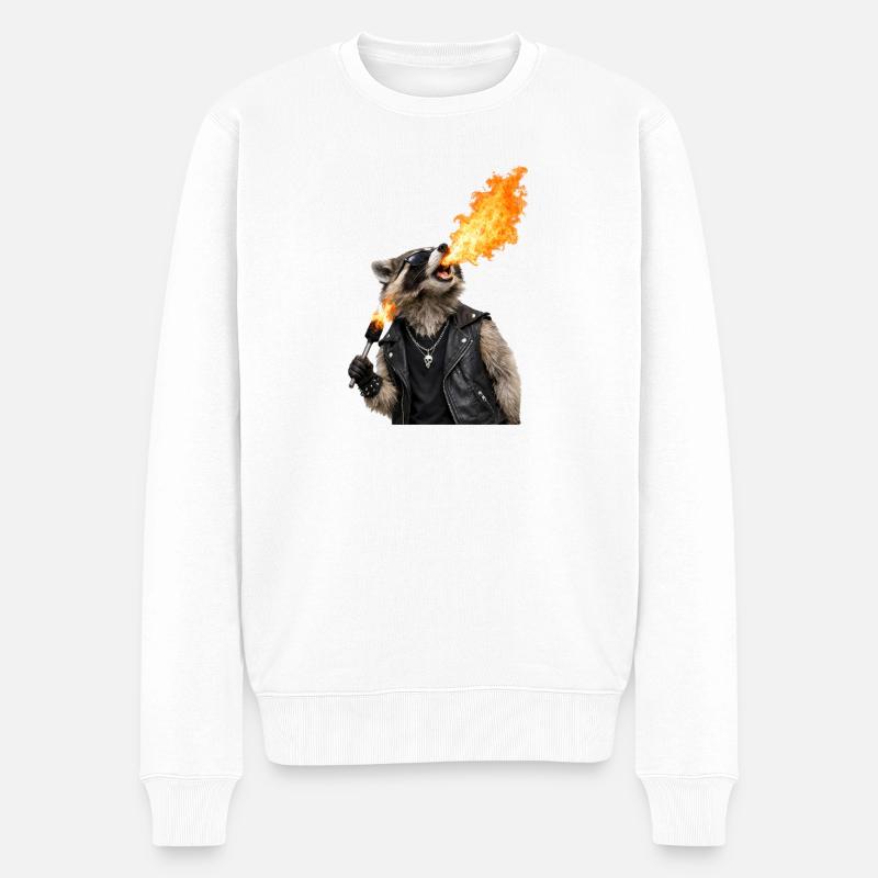Feuer-Räuber im Lederlook - Männer Premium Bio Pullover - Weiß
