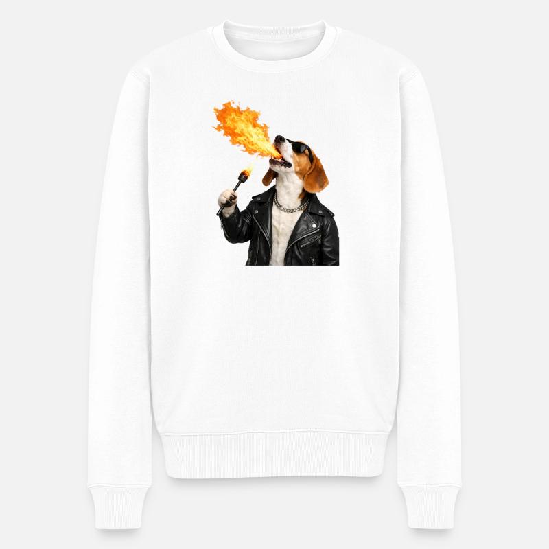 Motif du chien de feu - Pull Premium bio Homme - blanc