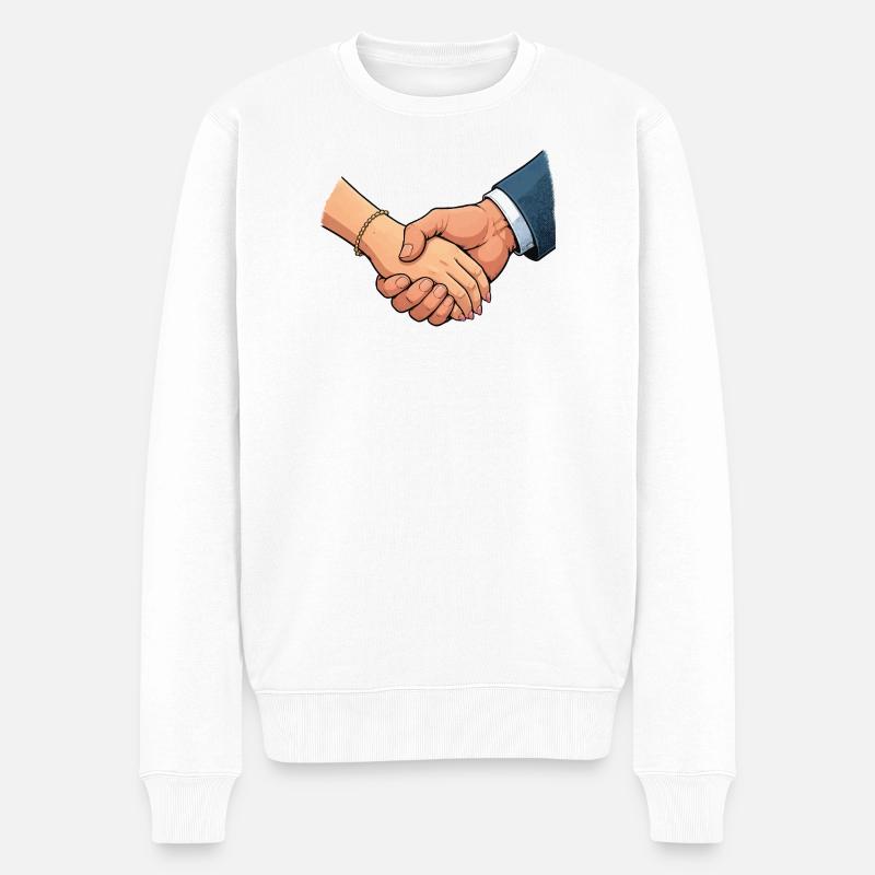 Hände Parr Zusammenhalt - Männer Premium Bio Pullover - Weiß