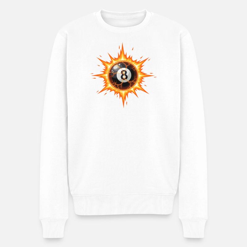 Feuerball 8-Ball Explosion - Männer Premium Bio Pullover - Weiß