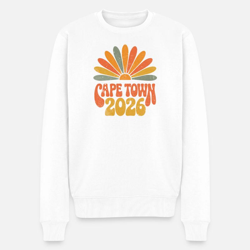 Cape Town 2026 Retro Sonnenaufgang - Männer Premium Bio Pullover - Weiß