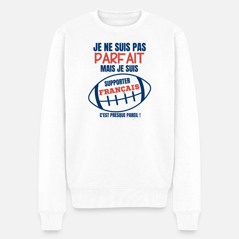 Supporter Rugby Français Humor - Männer Premium Bio Pullover - Weiß