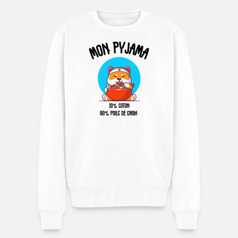 Shiba Humor Dog Pyjamas - Männer Premium Bio Pullover - Weiß