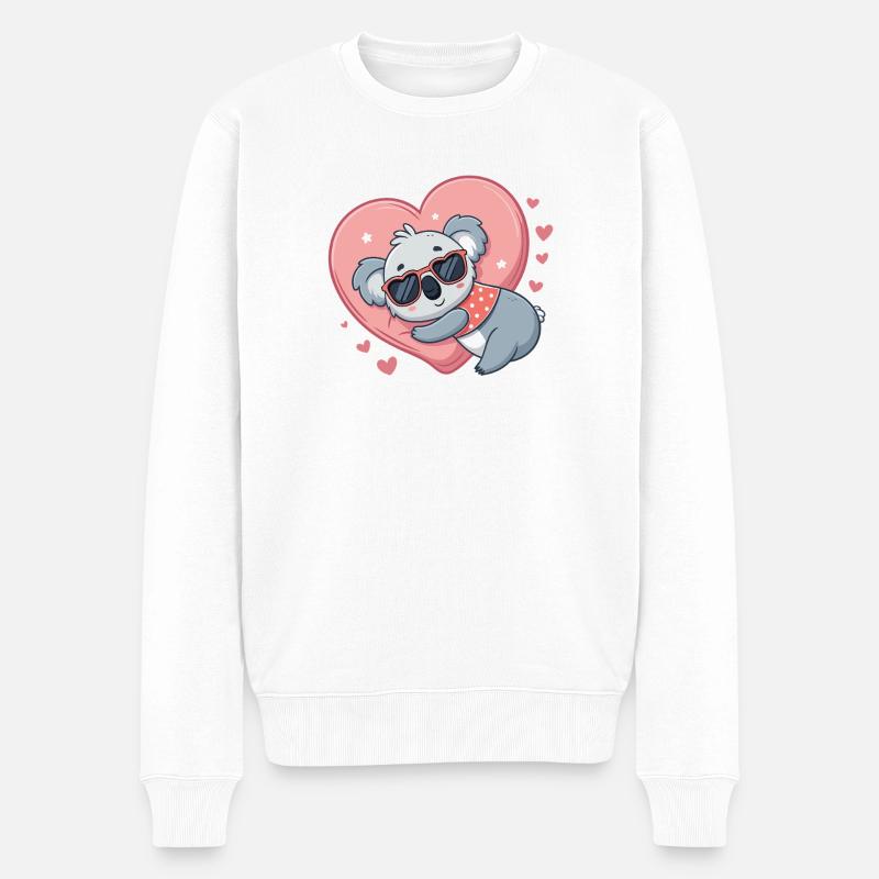 Koalaherz auf rosa Hintergrund - Männer Premium Bio Pullover - Weiß