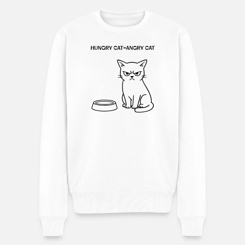 Lustiges Katzendesign - Männer Premium Bio Pullover - Weiß