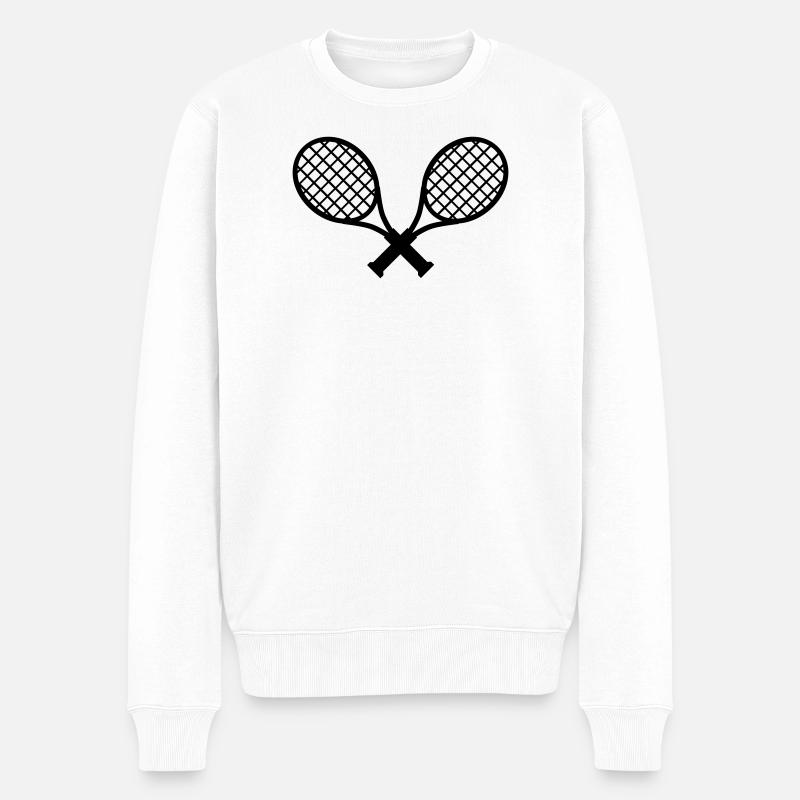 Tennis Schläger Rackets - Männer Premium Bio Pullover - Weiß