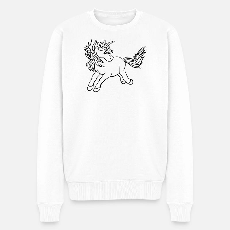 Einhorn Unicorn - Männer Premium Bio Pullover - Weiß