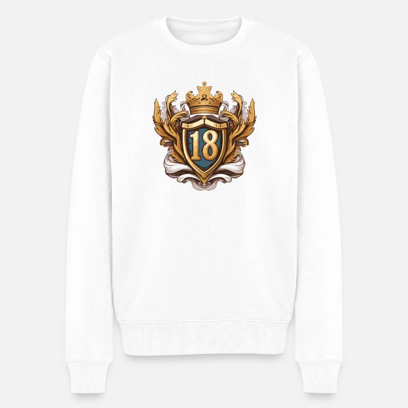 18 Zahl Wappen - Männer Premium Bio Pullover - Weiß