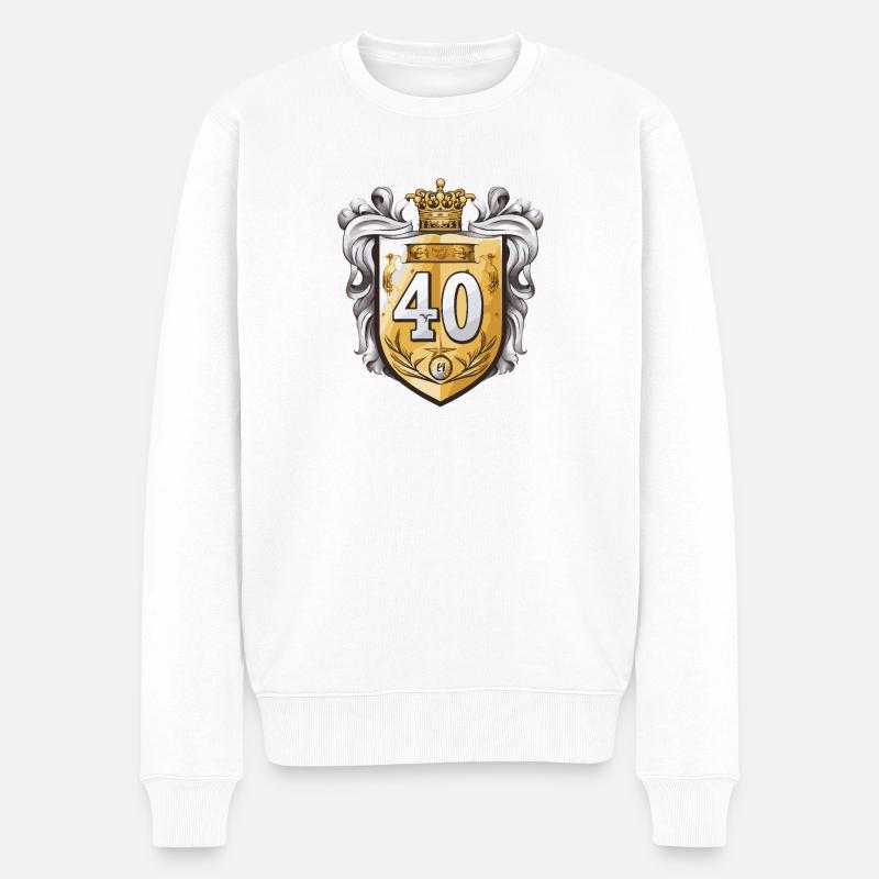 40 Zahl Wappen - Männer Premium Bio Pullover - Weiß