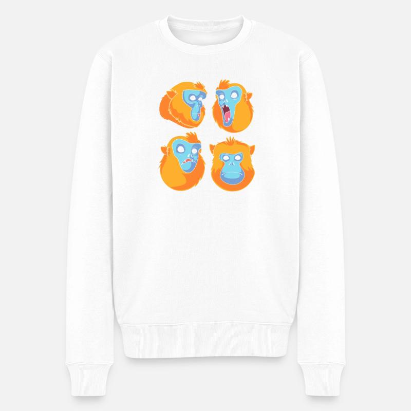 Stupsnasenaffe Affe Schimpanse - Männer Premium Bio Pullover - Weiß