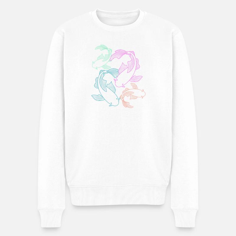 Poisson koi carpe koi koi - Pull Premium bio Homme - blanc