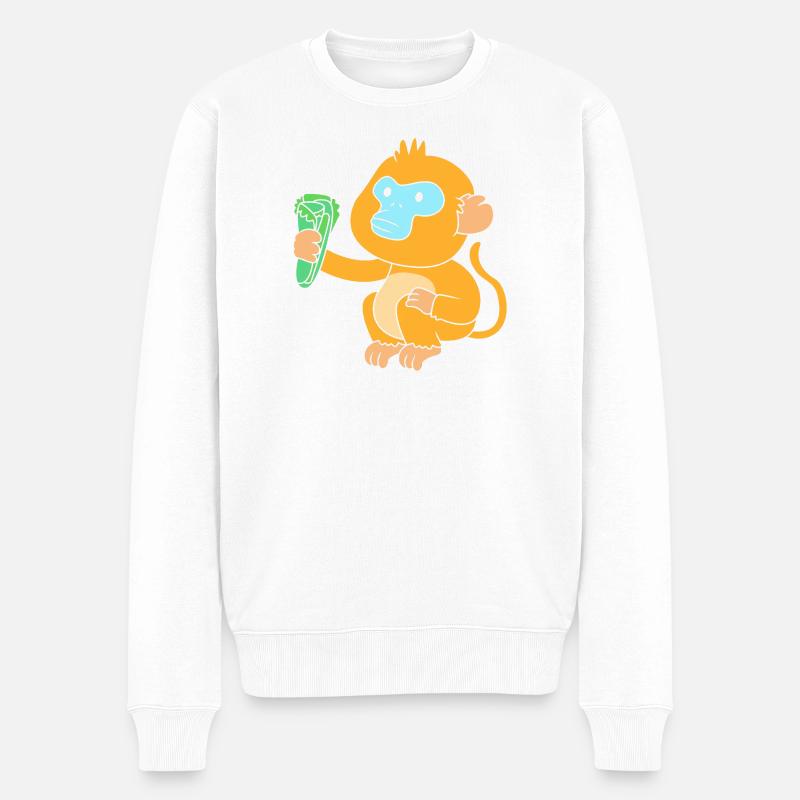 Singe à nez court Chimpanzé singe - Pull Premium bio Homme - blanc
