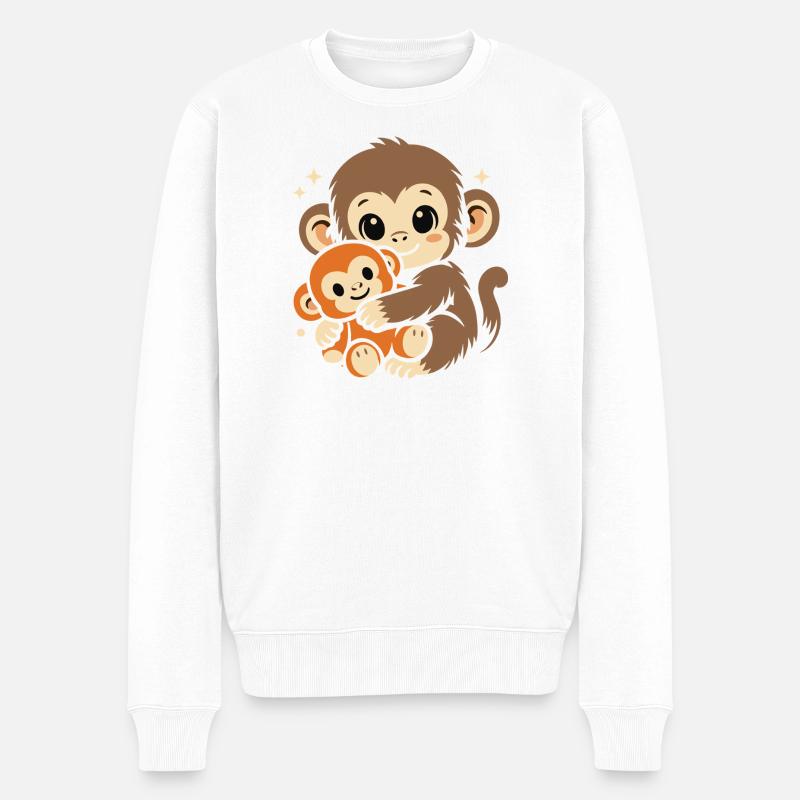 Punch Monkey Affe - Männer Premium Bio Pullover - Weiß