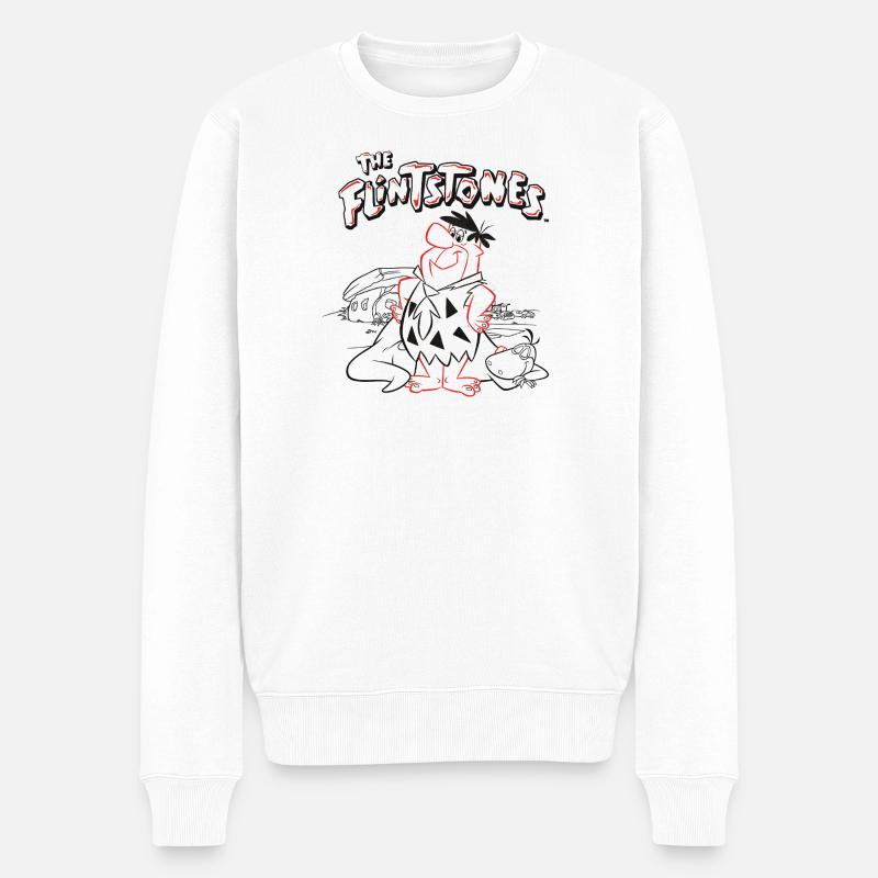 Pierrafeu Fred Avec Dino - Pull Premium bio Homme - blanc