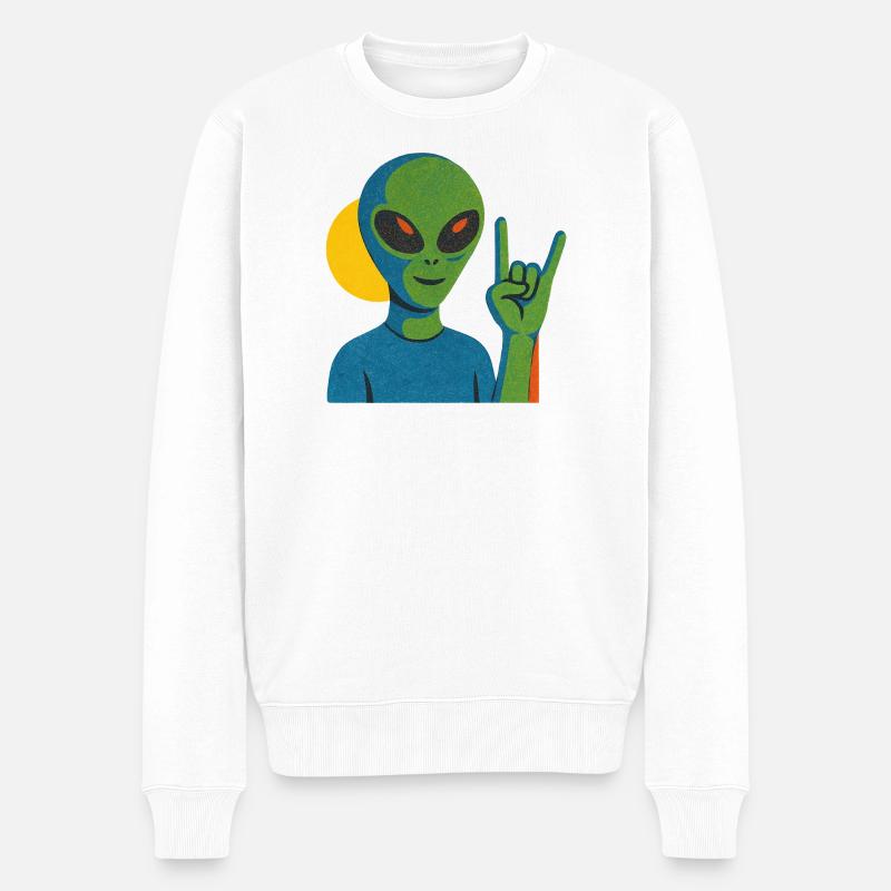 Panneau néon en pierre extraterrestre - Pull Premium bio Homme - blanc