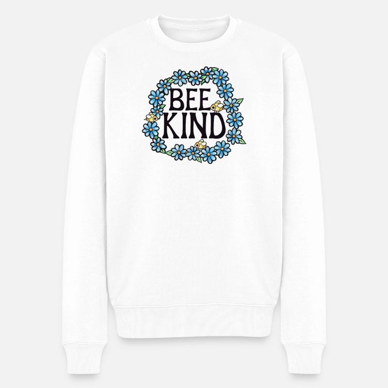 Be Kind Floral Circle - Männer Premium Bio Pullover - Weiß