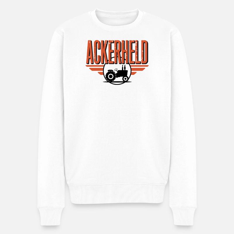  Ackerheld Traktor Bauer Landwirt Landwirtschaft - Männer Premium Bio Pullover - Weiß
