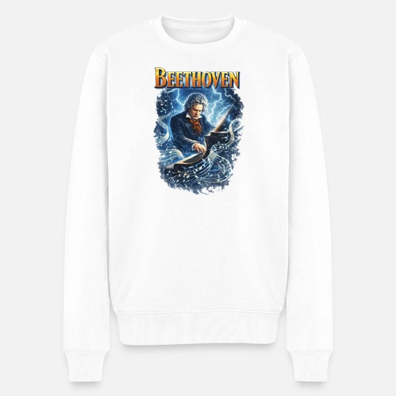 Beethoven Kraft: Elektrisierendes Klavier - Männer Premium Bio Pullover - Weiß