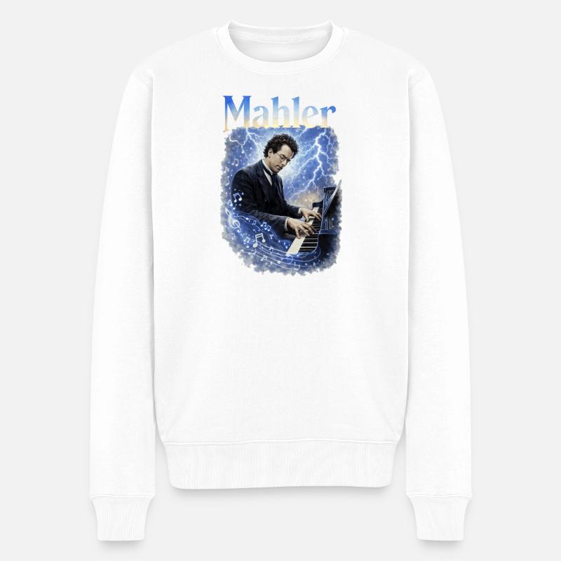 Piano Storm-lyde - Økologisk premium-sweatshirt til mænd - hvid